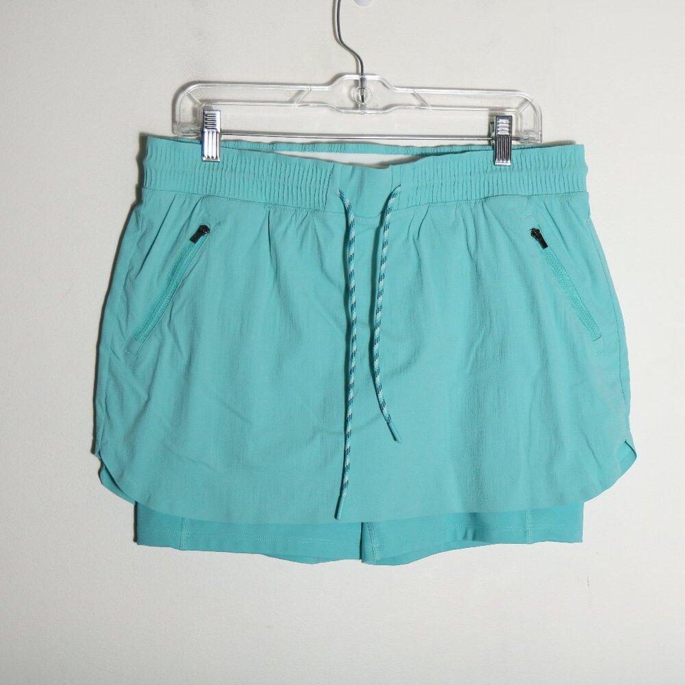 Athleta‎ Trekkie Skort Womens 12 Aqua Skirt Shorts Athletic Pull On Drawstring